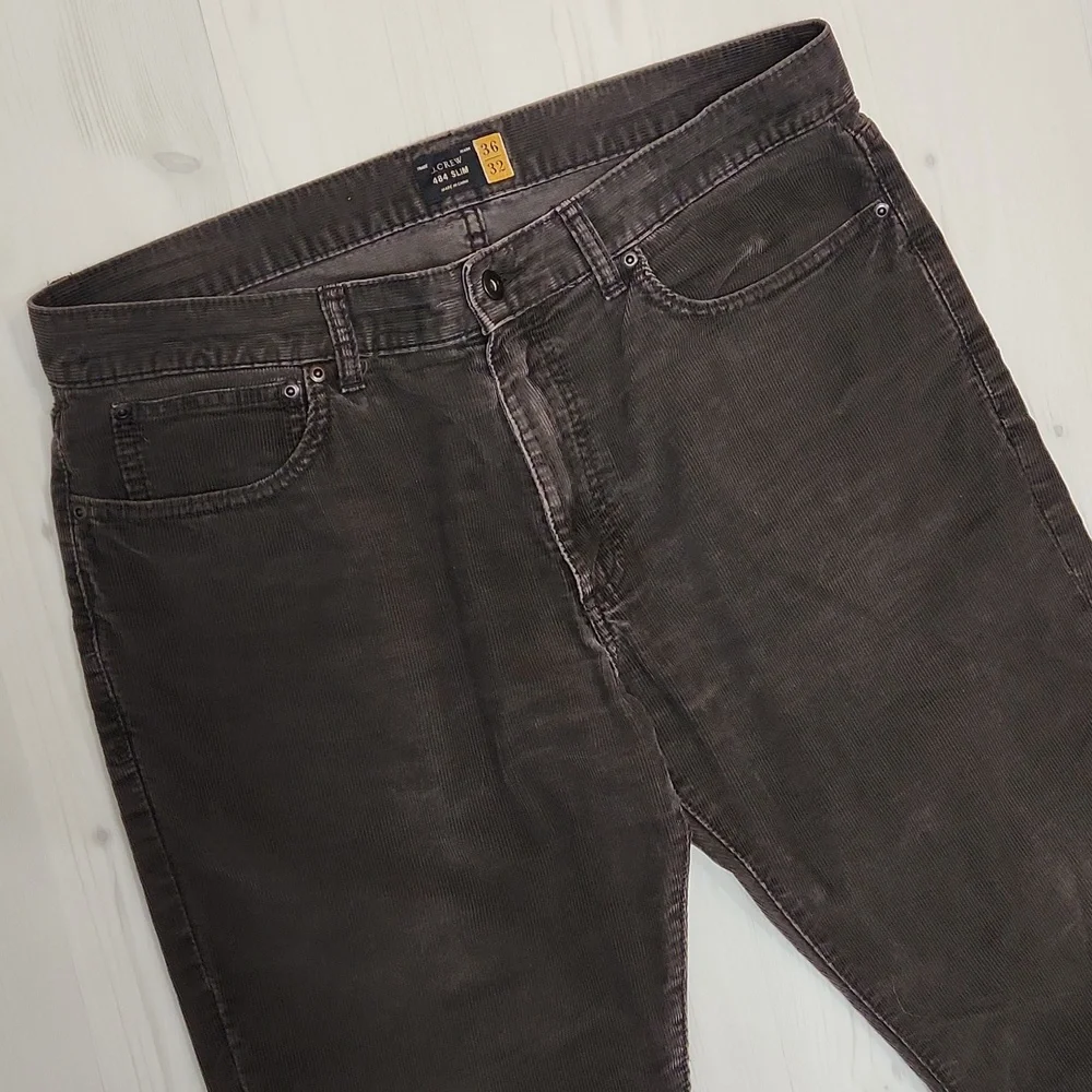 ​J.CREW 484 Slim Fit Corduroy Pants 36x32 Dark Grey Charcoal Preppy Minimalist